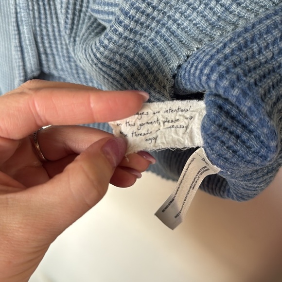 FREE PEOPLE FP ONE: blue long-sleeve henley, size med - Picture 6 of 7